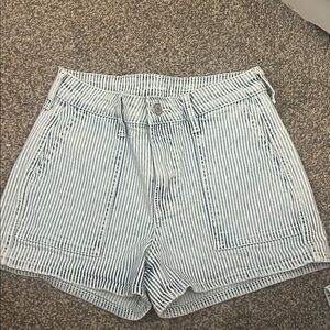 Old Navy Blue and White Striped Jean Shorts